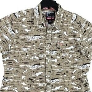 Akademiks Shirt Mens 2XL Sharks Vintage 90s Y2K AKDMKS Safari Camo Streetwear